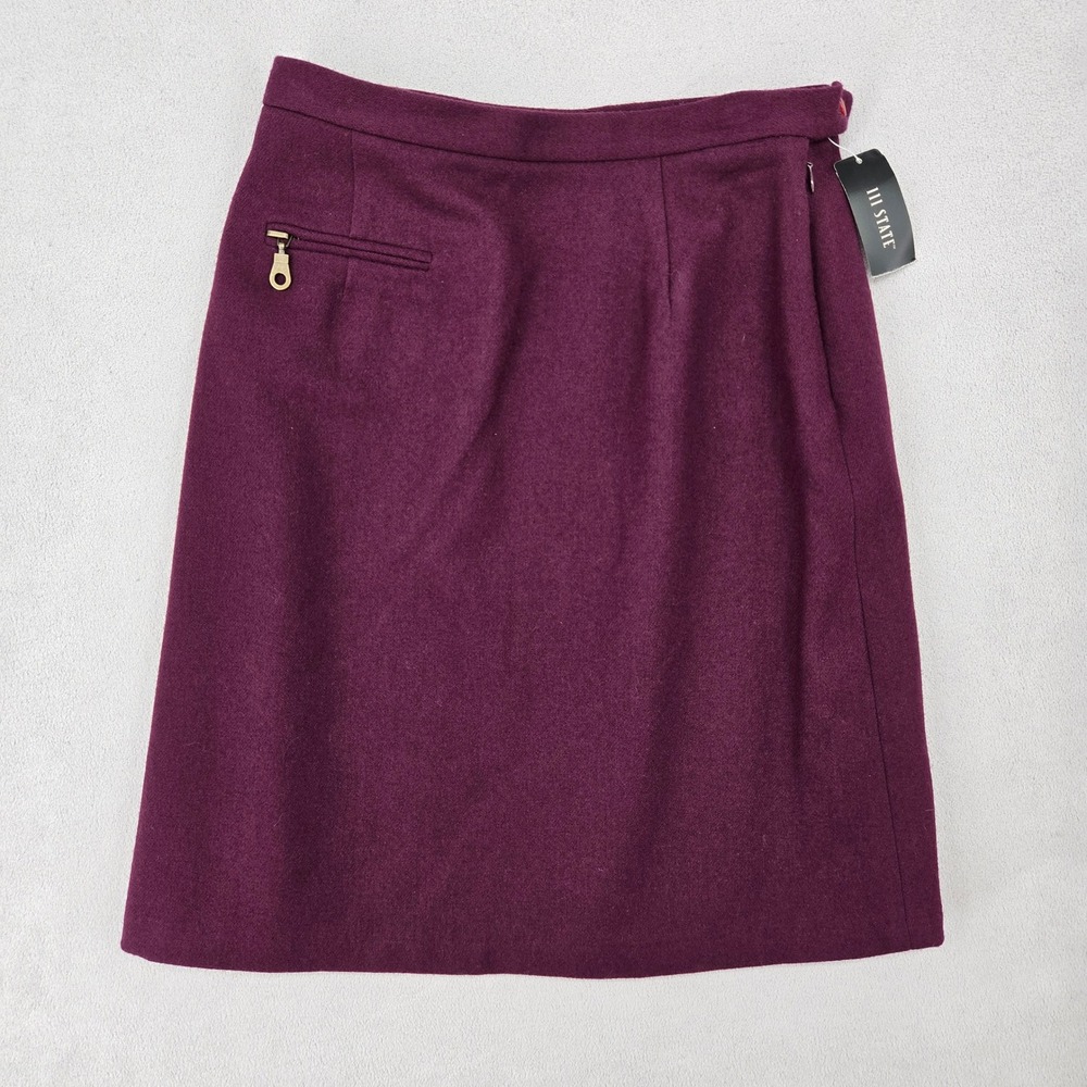 III State NWT 8 Wool Skirt Women Plum Purple Dark‎ Academia Classic Professional